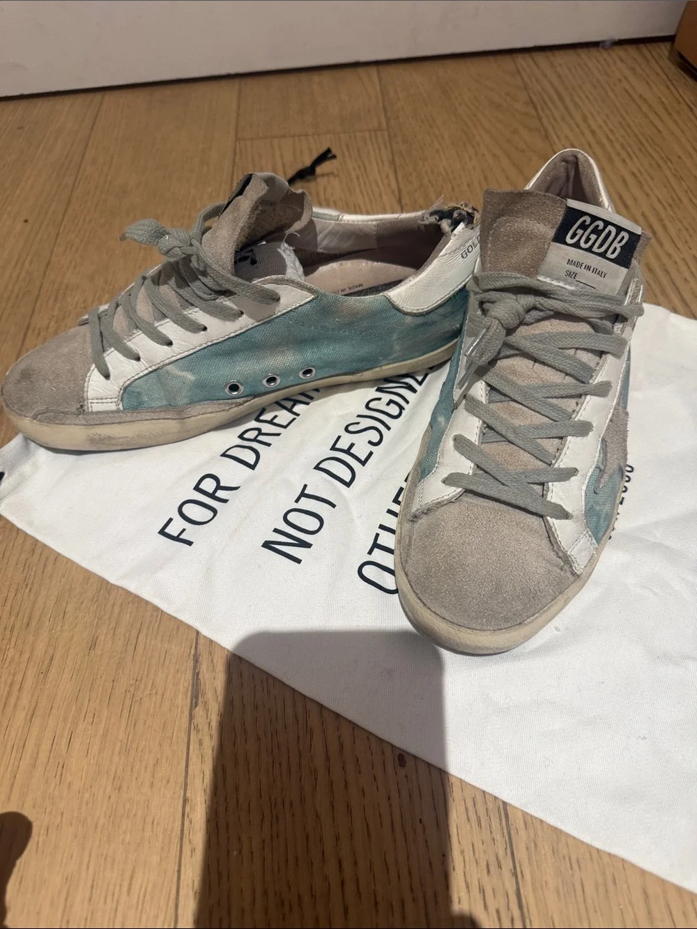 Golden Goose Light Blue and Gray Star Sneakers